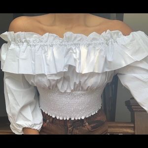 WHITE RUFFLE ZARA TOP